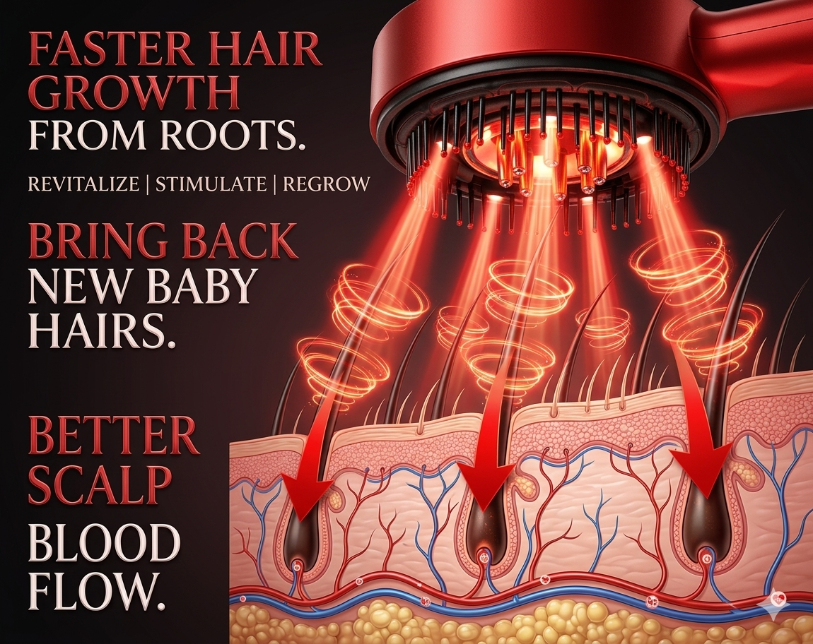 Vivora's 3 LED light Therapy SCALP MASSAGER COMB